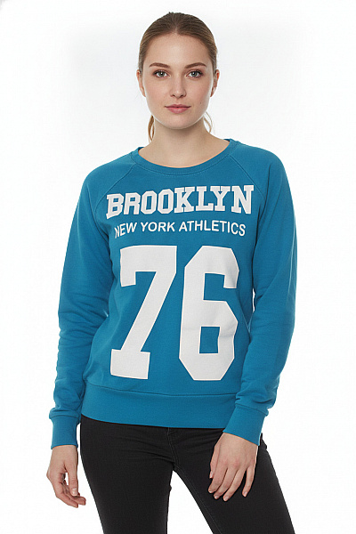 Dámská Mikina Brooklyn New York Athletics 76 Modrá S Potiskem Velikost M