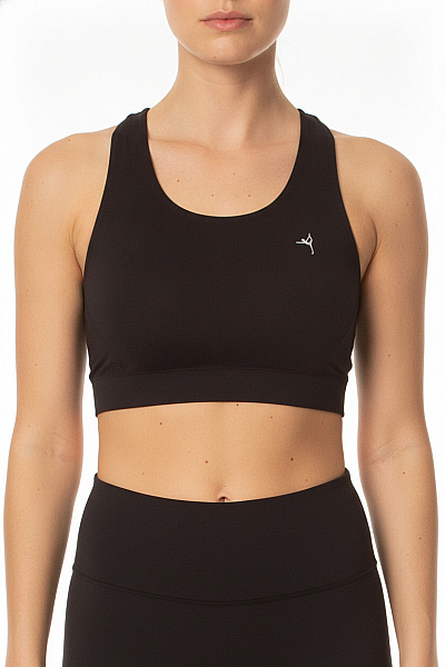 Workout Dámský černý Crop Top Na Cvičení Hladký Bezešvý Velikost 34/36