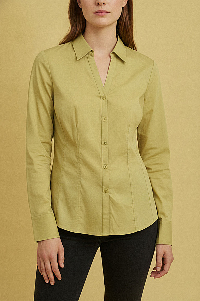 F&F Dámská Košile S Dlouhým Rukávem Khaki Elegantní Business Vel. 42