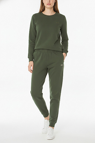 LACOSTE Dámské Bavlněné Tepláky Zelené S Kapsami Vel. L