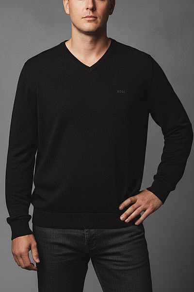 Hugo Boss Pánský Vlněný Svetr S Výstřihem Do V Podzimní Jarní Velikost 3XL