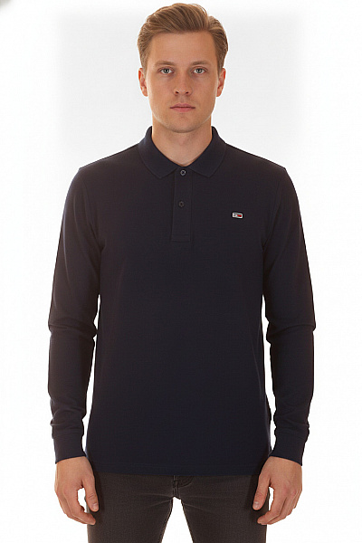 TOMMY HILFIGER Pánské Tričko S Dlouhým Rukávem A Límečkem Modré Bavlněné Vel. 3xl