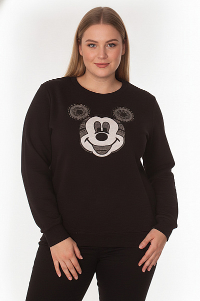 DESIGUAL Dámská černá Mikina S Dlouhým Rukávem A Potiskem Mickey Mouse Vel. Xxl
