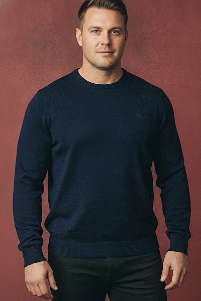 HACKETT Pánský Vlněný Svetr Modrý S Dlouhým Rukávem Velikost EU XXL