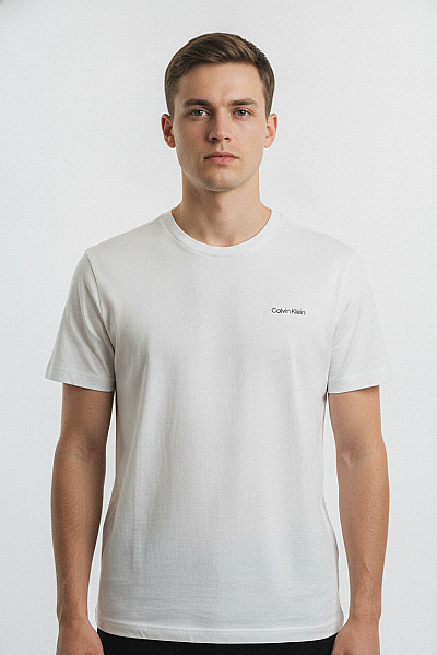 Calvin Klein Pánské Tričko S Krátkým Rukávem A Nápisem Basic Bílé Velikost L