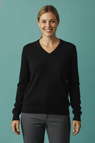 MAX TONSO CASHMERE Dámský Kašmírový Svetr Do V černý Velikost EU L