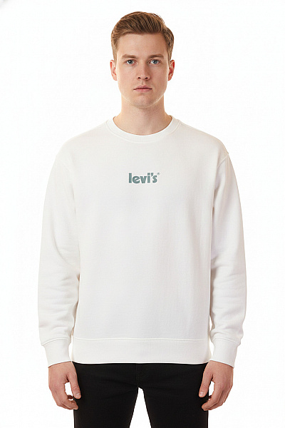 LEVIS Pánská Mikina S Dlouhým Rukávem Bílá Crewneck Velikost L