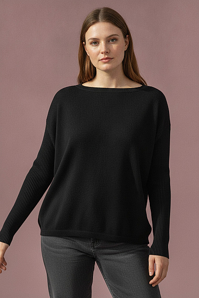 MORE & Černý Dámský Pulovr Oversized Pletený Basic Vel. EU 42