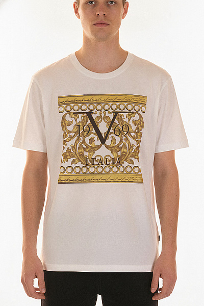 VERSACE Pánské Tričko S Krátkým Rukávem A Potiskem Bílé Vel. EU XL