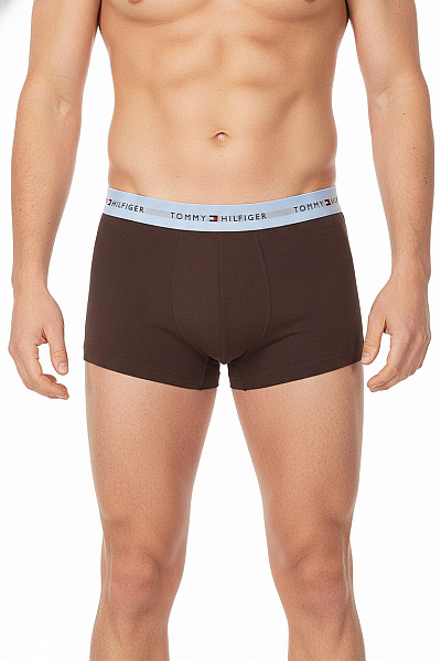TOMMY HILFIGER Pánské Bavlněné Boxerky Měkké Hnědé Vel. EU S