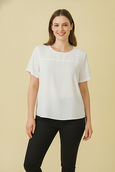 GERRY WEBER Dámské Tričko S Krátkým Rukávem Jednobarevné Bílé Vel. 48
