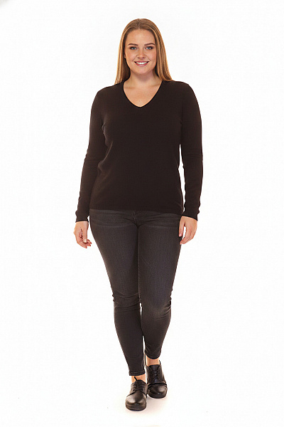 MAX TONSO CASHMERE Dámský Kašmírový Svetr Do V černý Velikost XL