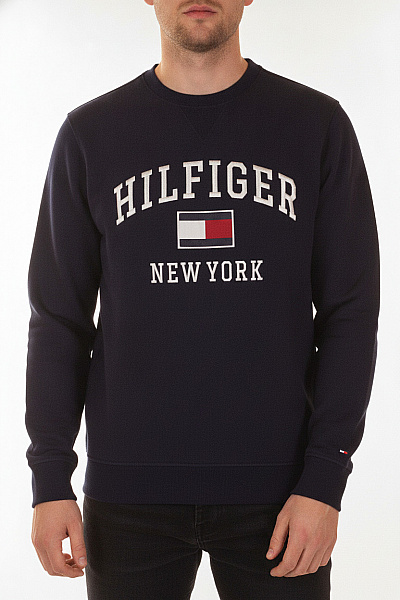 TOMMY HILFIGER Modrá Mikina S Dlouhým Rukávem A Potiskem Přes Hlavu Vel. XL