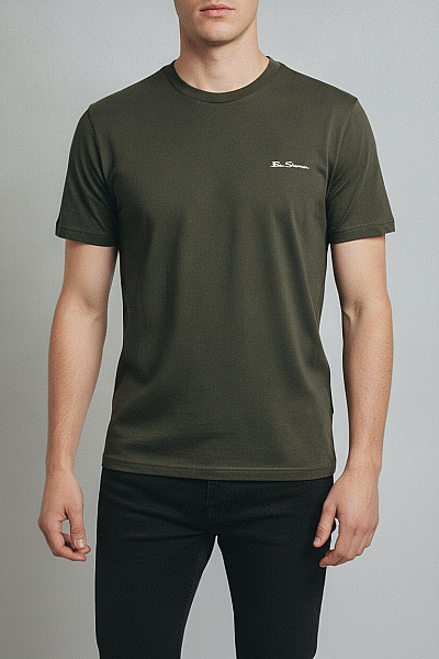 Ben Sherman Pánské Tričko S Krátkým Rukávem A Výšivkou Zelené Vel. M