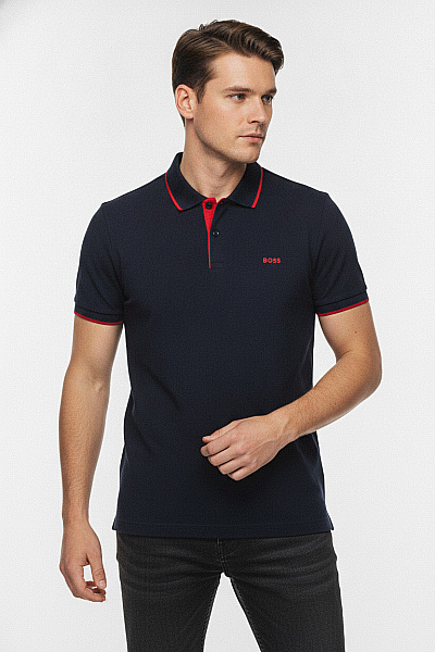 Hugo Boss Pánské Tričko S Krátkým Rukávem A Límečkem Modré Vel. XL