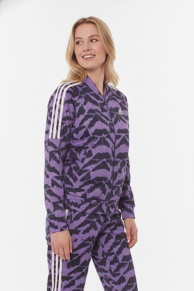 ADIDAS Dámské Tepláky Fialové S černým Vzorem Vel. M