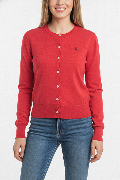 Ralph Lauren Dámský Propínací Kardigan S Dlouhým Rukávem červený Vel. XS