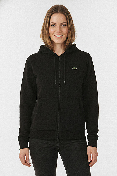 LACOSTE Dámská černá Mikina S Kapucí A Dlouhým Rukávem Vel. L
