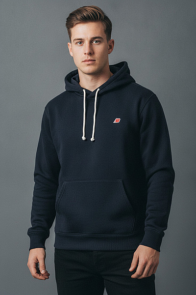 New Balance Pánská Bavlněná Mikina S Kapucí A Klokaní Kapsou Přes Hlavu Vel. L