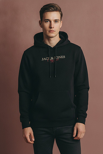 JACK & JONES Pánská černá Mikina S Kapucí A Dlouhým Rukávem Velikost L