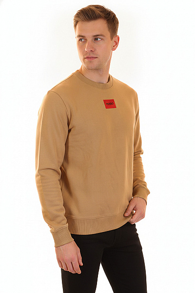 Hugo Boss Pánská Mikina Béžová S Dlouhým Rukávem Jednobarevná Crewneck Vel. M
