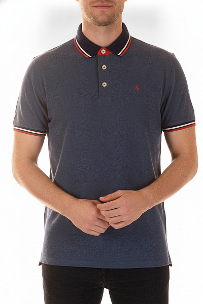 JACK & JONES Pánské Modré Tričko Polo S Krátkým Rukávem A Límečkem Velikost XL