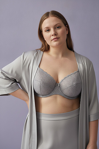 Chantelle Šedá Krajková Kosticová Podprsenka Vel. EU 80