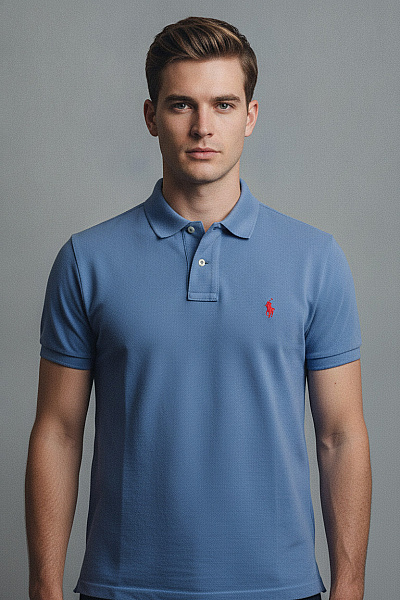 Ralph Lauren Pánské Tričko S Krátkým Rukávem A Límečkem Modré Velikost EU M