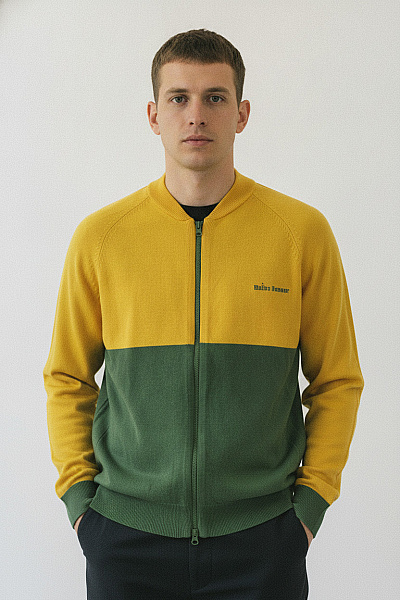 ADIDAS Pánský Svetr žlutý Zelený Na Zip Velikost M