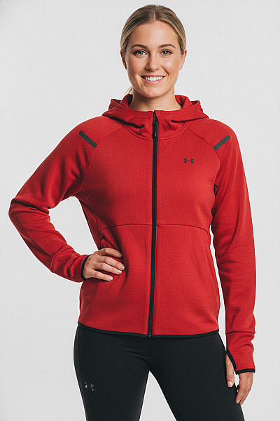 UNDER ARMOUR Dámská červená Mikina S Kapucí A Dlouhým Rukávem Na Zip Vel. M