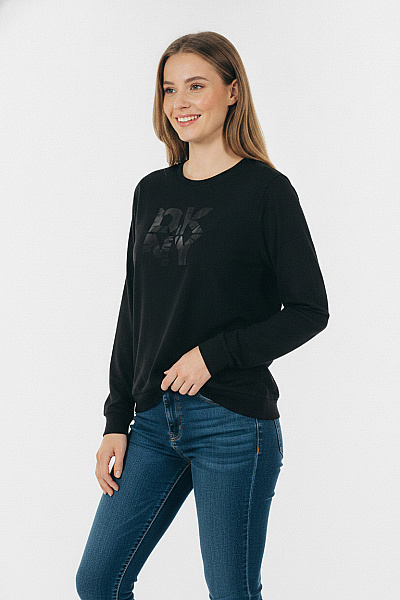 Donna Karan Dámské Tričko S Dlouhým Rukávem A Potiskem černé Velikost L