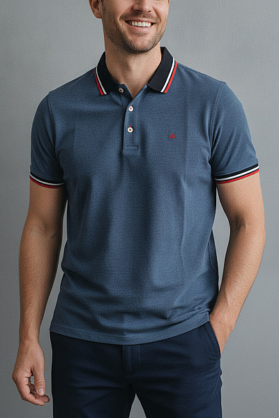 JACK & JONES Pánské Polo Tričko S Límečkem Modré Bavlna Vel. EU XL