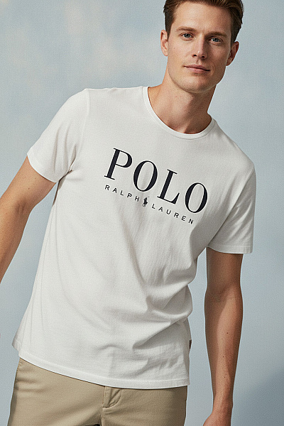 Ralph Lauren Bílé Tričko S Krátkým Rukávem A Potiskem Vel. EU XL