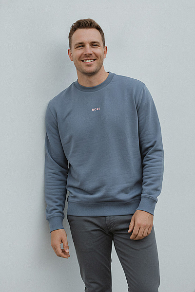 Hugo Boss Pánská Mikina S Dlouhým Rukávem Jednobarevná Bavlněná Crewneck Velikost EU XXL