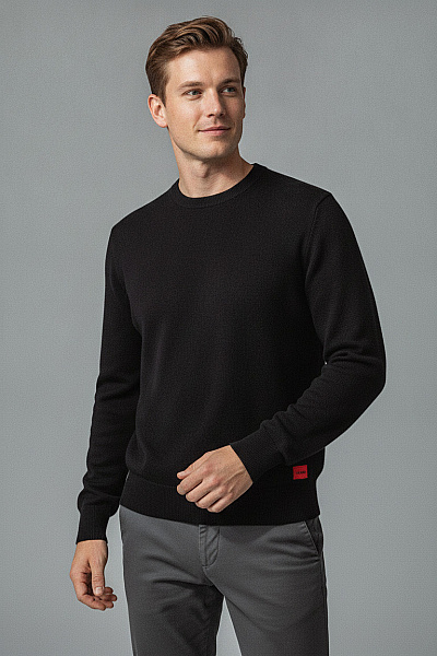 Hugo Boss Pánská Mikina S Dlouhým Rukávem Bavlněná Jednobarevná Crewneck Velikost EU M