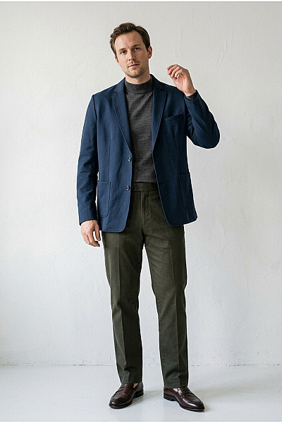 JP PERFORMANCE CLOTHING Pánské Bavlněné Modré Sako Elegantní Smart Casual Velikost EU 6XL