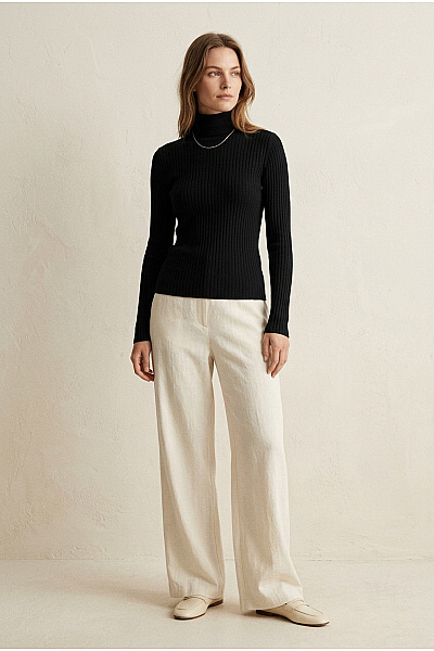 MAX TONSO CASHMERE Dámský Vlněný Kašmírový Rolák černý Basic Vel. M