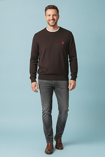 U.S.POLO ASSN. Pánská Mikina S Dlouhým Rukávem Crewneck černá S Výšivkou Vel. EU L