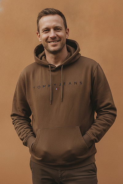 TOMMY HILFIGER Pánská Bavlněná Mikina S Kapucí A Klokaní Kapsou Přes Hlavu Vel. EU XL