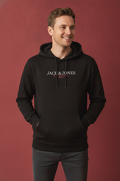 JACK & JONES Pánská Bavlněná Mikina S Kapucí A Potiskem Přes Hlavu Vel. M
