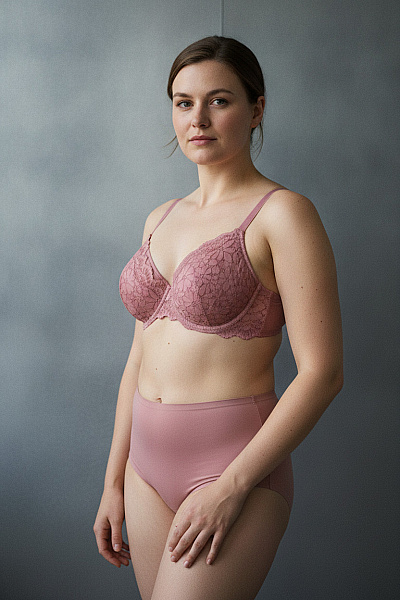Skiny Růžová Krajková Podprsenka S Kosticemi Vel. 85C