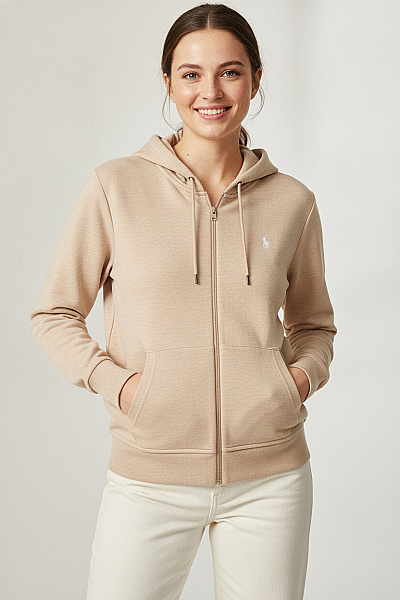 Ralph Lauren Dámská Béžová Mikina S Kapucí A Výšivkou Vel. XL