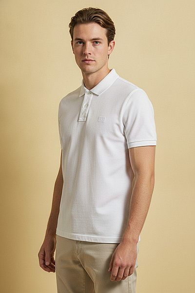 Camel Active Bílé Pánské Polo Tričko S Krátkým Rukávem Basic Vel. L