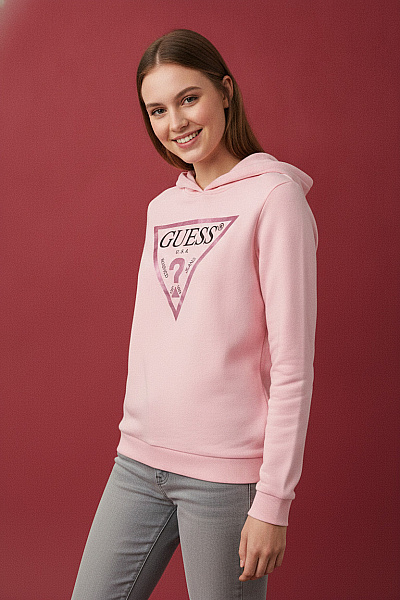 Guess Dívčí Růžová Bavlněná Mikina S Potiskem Velikost 16