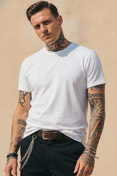 TOMMY HILFIGER Bílé Bavlněné Pánské Tričko S Krátkým Rukávem Basic Vel. EU XXL