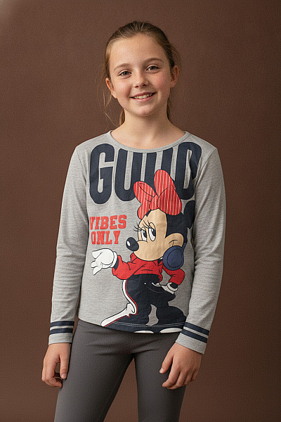 DISNEY Dívčí Tričko S Dlouhým Rukávem šedé Minnie Mouse Vel. EU 128