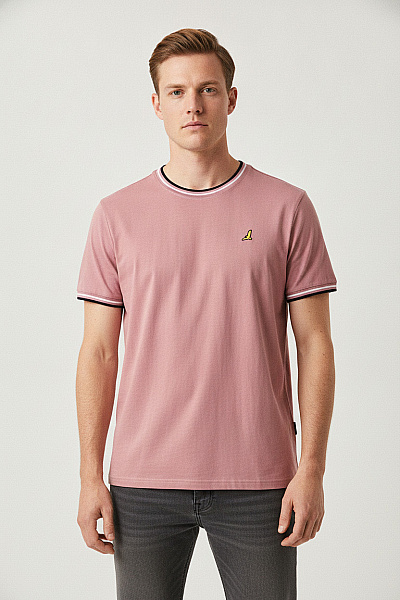 BRAVE SOUL Růžové Tričko S Krátkým Rukávem A Výšivkou Basic Vel. XXL