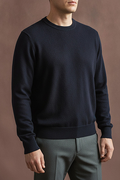 MAX TONSO CASHMERE Pánský Vlněný Svetr Přes Hlavu S Dlouhým Rukávem Vzorovaný Vel. S