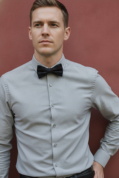 JOOP! Luxusní Hedvábný černý Pánský Motýlek