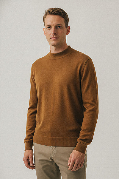Scotch & Soda Hnědý Pánský Pulovr Se Stojáčkem Basic Velikost EU L